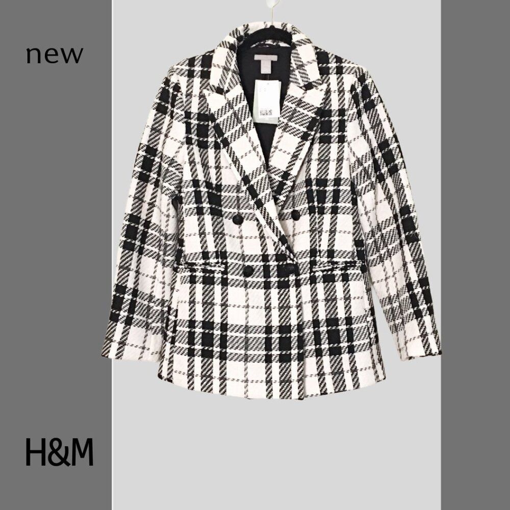 NWT H&M plaid blazer jacket, Sz S
